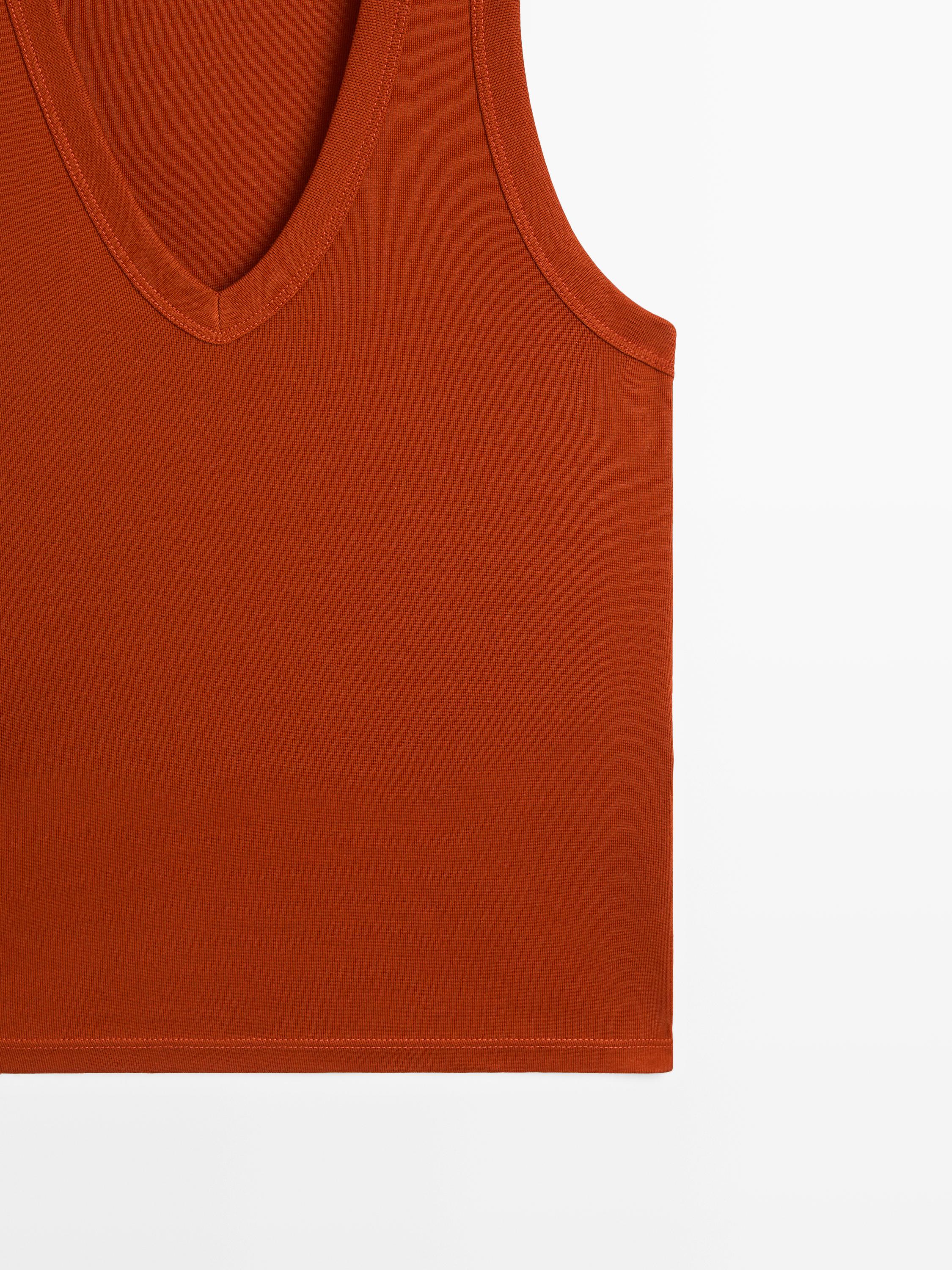 100% cotton strappy V-neck T-shirt